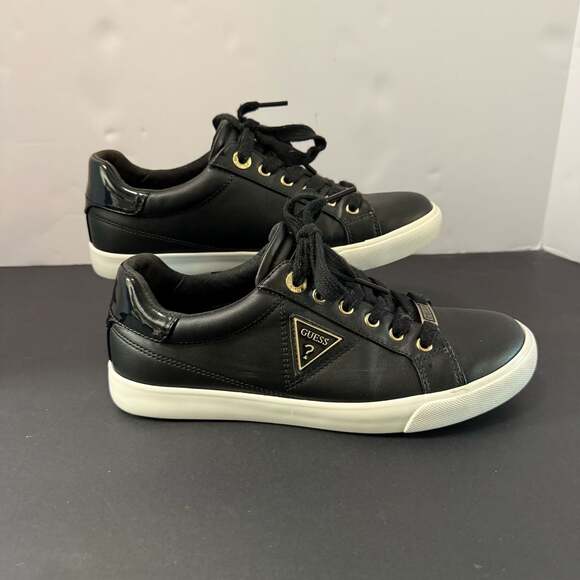 GUESS Shoes - GUESS River Women's Black Low-Top Sneakers with Gold Hardware Size 7.5